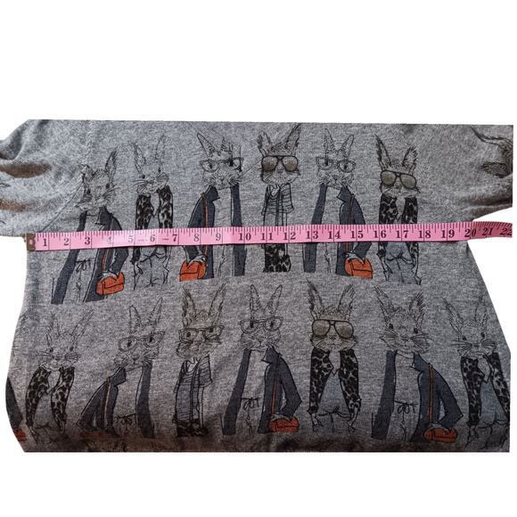 SHANA Bunny Rabbit SweaterTop Lightweight Soft Peter Novelty Easter VNeck Medium - Picture 5 of 7